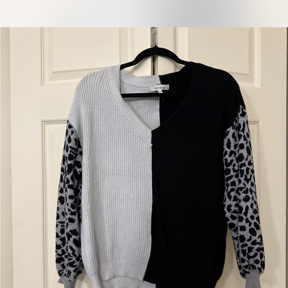 Miracle Black and Gray V-Neck Sweater
